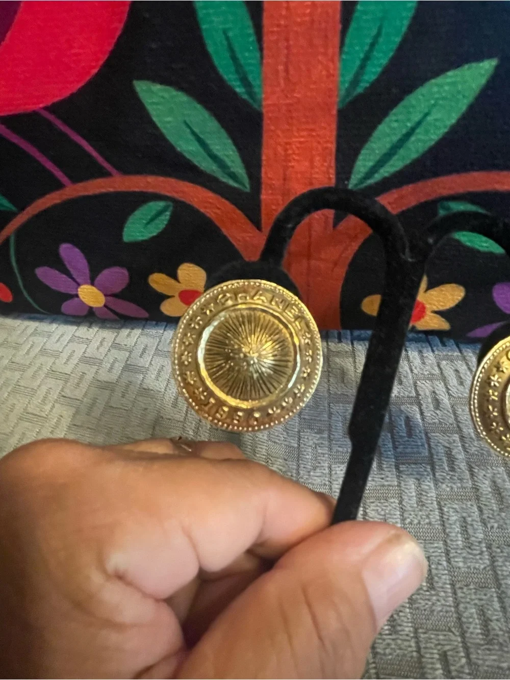 Chanel Vintage Gold Tone Medallion Clip On Earrings